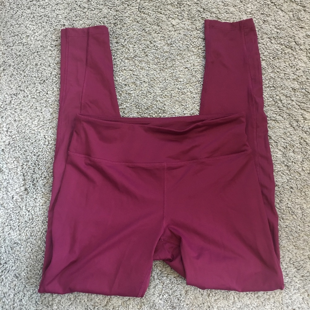 Forever 21 Maroon Mesh Stripe Leggings, M